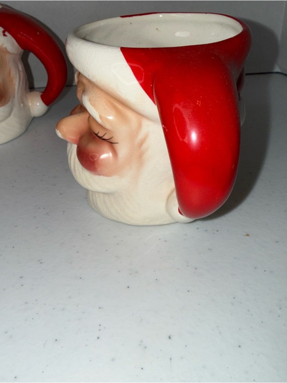 3” Japan made Santa Claus Ceramic Mug - Red and White Holiday Cup set of 4 - Picture 6 of 16